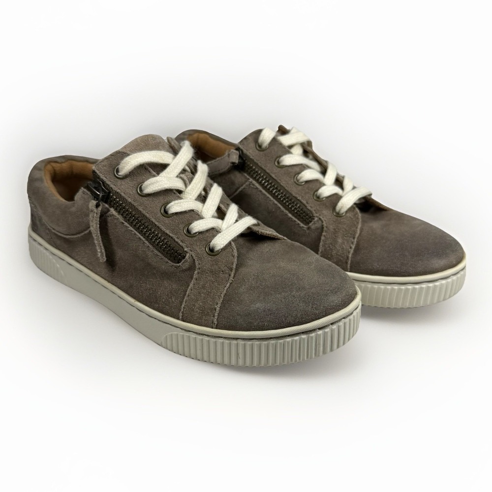Born Women's Size‎ 6 M Taupe Suede Leather Paloma Low Top Zipper Sneaker Shoe